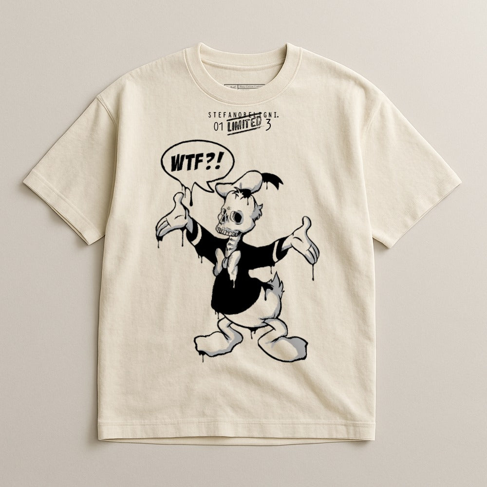 WTF Donald Duck Graphic Print T-shirt