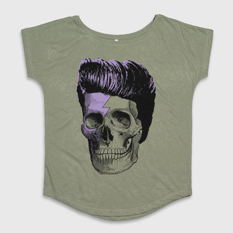 Retro Rockabilly Skull Graphic Tee For Stylish Looks