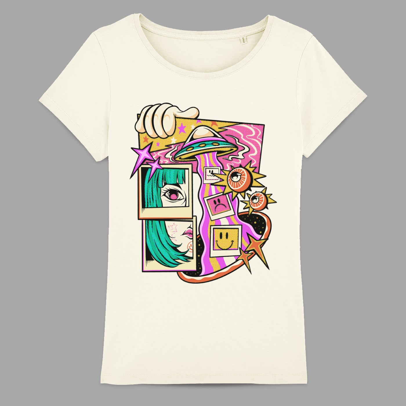 Colorful Retro Futuristic Graphic Print T-shirt
