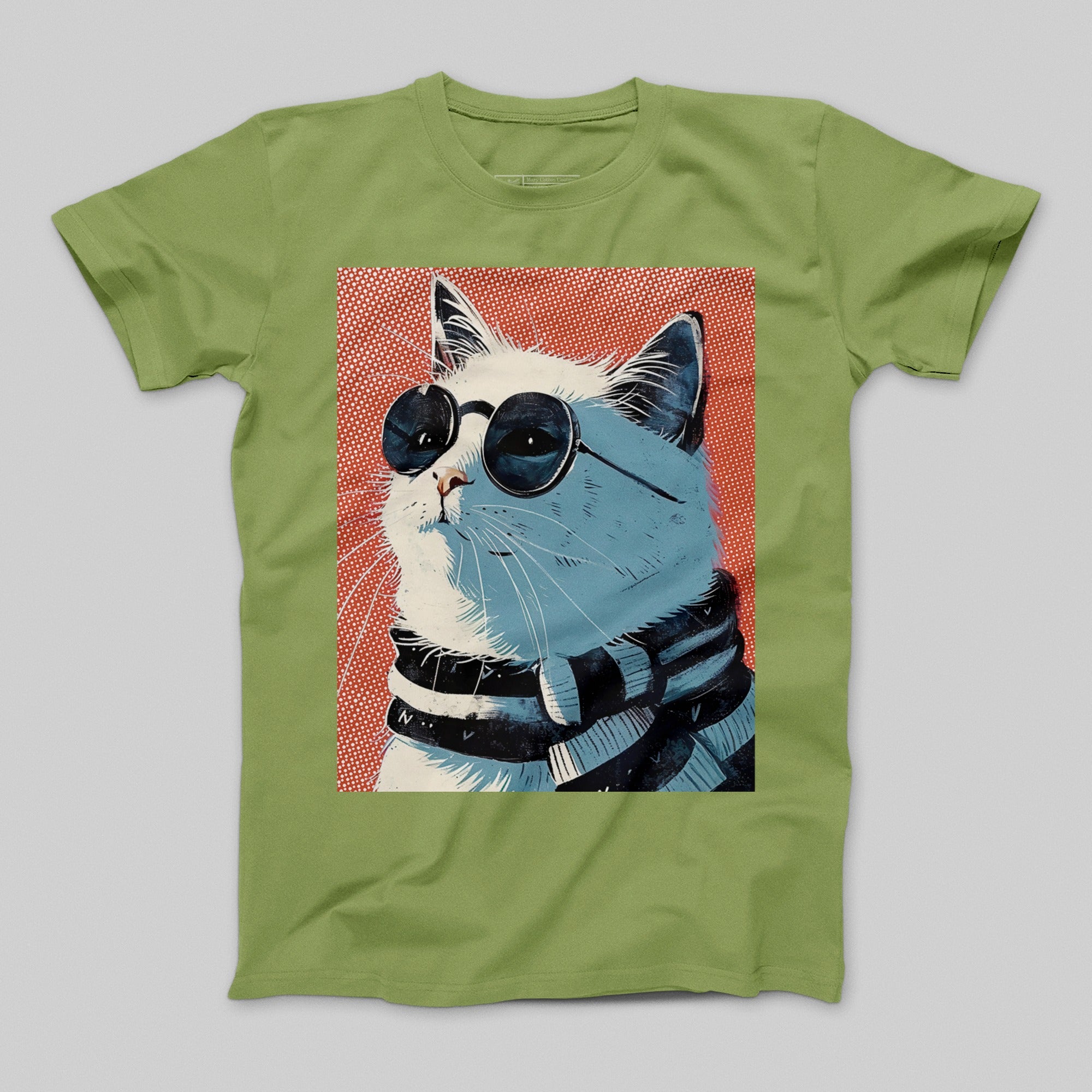 Cool Cat with Sunglasses and Scarf T-Shirt Design