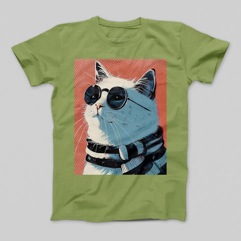 Cool Cat with Sunglasses and Scarf T-Shirt Design
