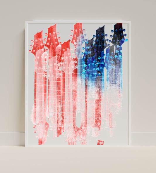 Abstract Guitar Headstock Art Print for Music Lovers
