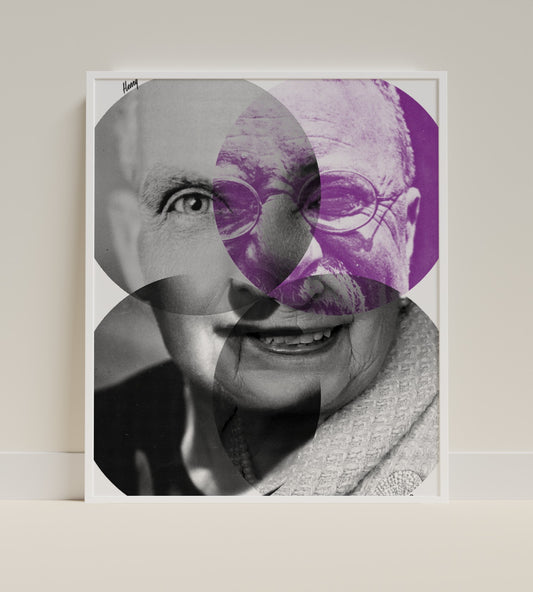 Unique Abstract Portrait Art in Black and Purple Print