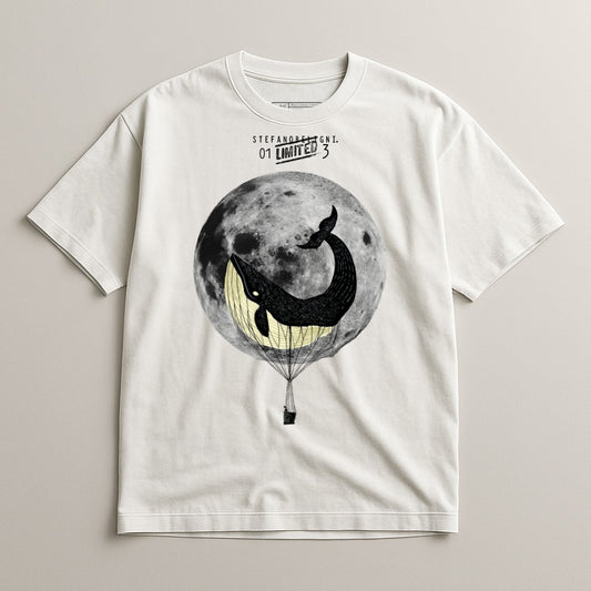 Limited 3 Whale Moon Graphic Print Casual Fashion Shirt
