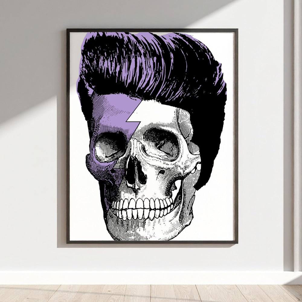 Purple Lightning Skull Art Poster for Unique Decor
