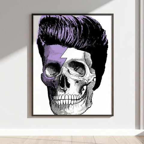 Purple Lightning Skull Art Poster for Unique Decor