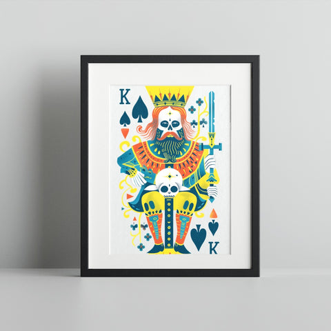 Vibrant King of Spades Skull Art Print Poster