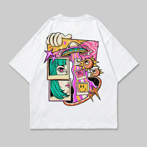 Vibrant Alien Abduction Pop Art Psychedelic Eyes product type
Psychedelic Art, UFO Design, Alien Abduction, Pop Art Style, Vibrant Graphic, Anime Eye, Green Hair, Cosmic Vibes, Stars Print, Surreal Art, Retro Futurism, Trippy Design, Cartoon Aesthetic, Eye Graphic, Happy Sad Emoji, Hand Drawing, Abstract Swirls, Streetwear Fashion, Unique Art, Graphic Tee