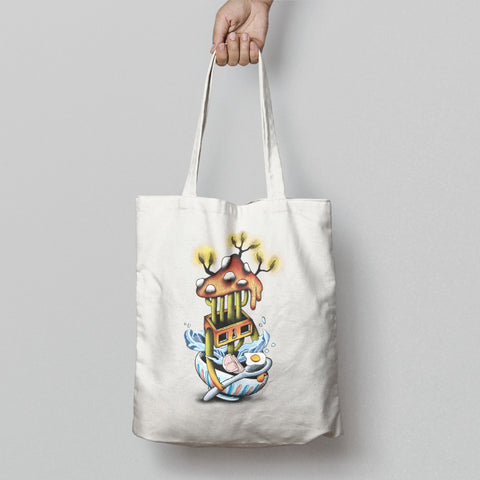 Colorful Mushroom and Fish Tote Bag Unique Design