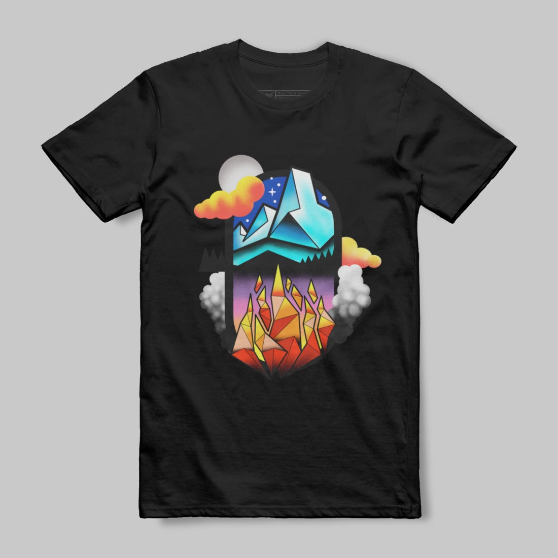 Unique Graphic Tee with Abstract Mountain Scene