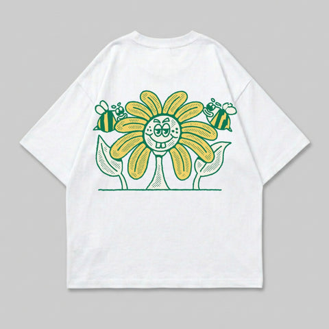 Sunflower Character Bees Playful Graphic White product type
Flower
Bees
Cartoon
Graphic
Illustration
White
Green
Yellow
Smiling
Happy
Cute
Whimsical
Floral
Insect
Nature
Playful
Artwork
Design
Streetwear
Apparel