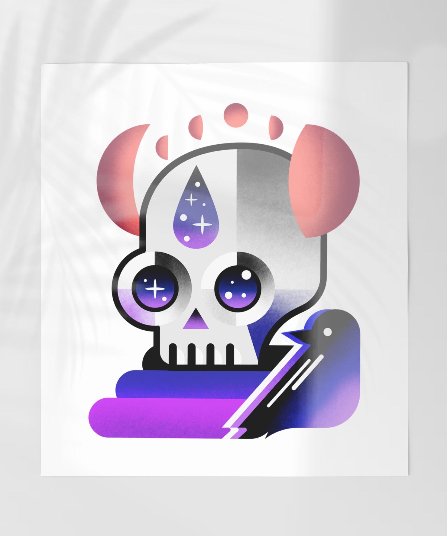 Abstract Skull and Bird with Colorful Shades Poster