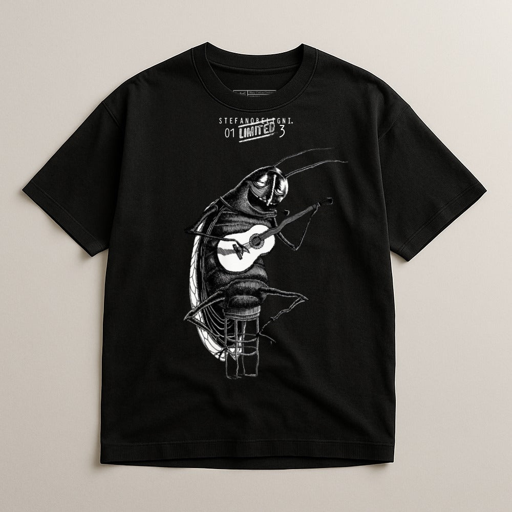 Limited Edition Artistic Bug Print Black T-shirt