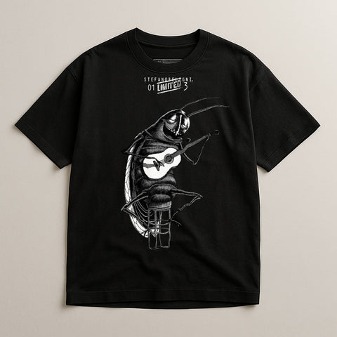 Limited Edition Artistic Bug Print Black T-shirt