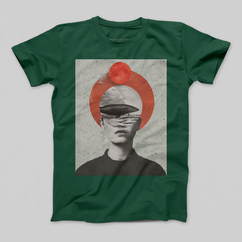 Surreal Graphic with Fish and Red Sun T-Shirt