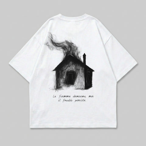Smoking House Illustration Italian Text T-shirt product type