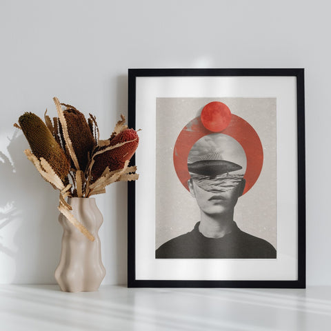 Abstract Red Circle Surreal Art Print for Modern Decor