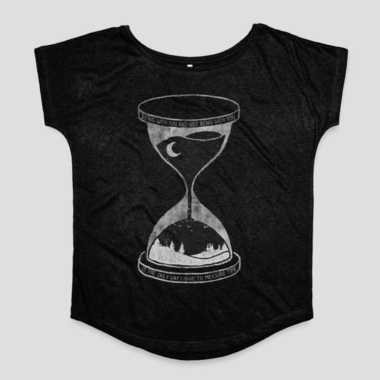 Hourglass Design with Moon and Mountain imagery Tee
