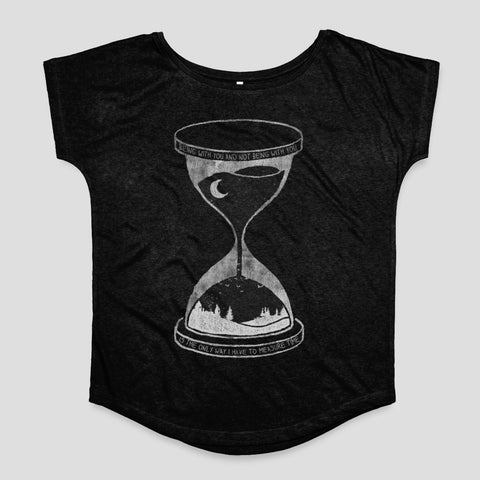 Hourglass Design with Moon and Mountain imagery Tee