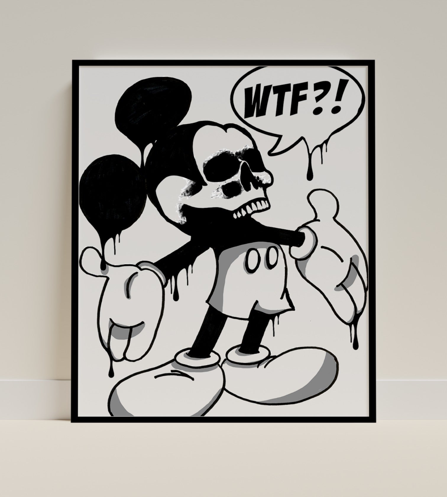 Dripping Skull Cartoon Character Artwork Print