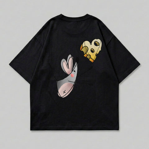 Cute Mouse Cheese Heart Black Graphic Design product type