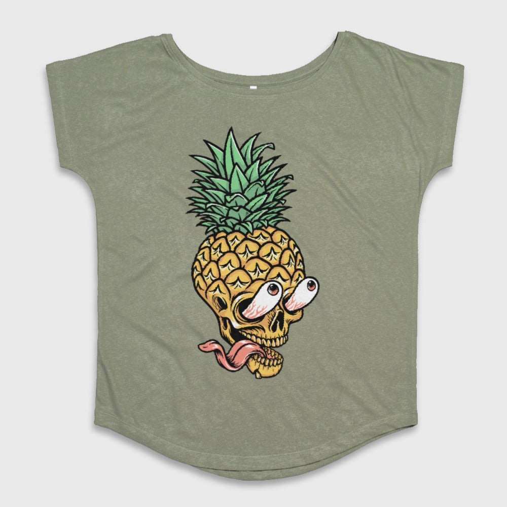 Pineapple Skull Eyeballs Graphic Women's T-Shirt