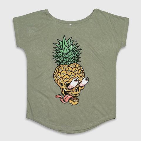 Pineapple Skull Eyeballs Graphic Women's T-Shirt