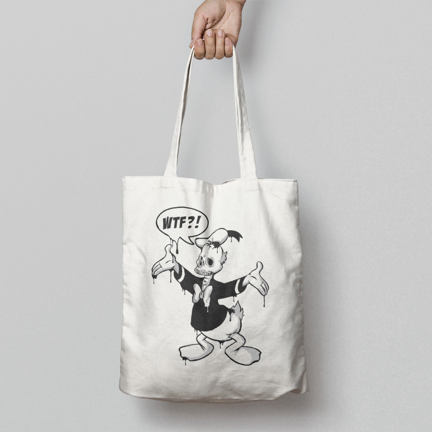 WTF?! Skeleton Duck Character Graphic Tote Bag