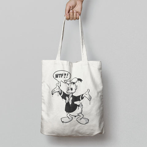 WTF?! Skeleton Duck Character Graphic Tote Bag