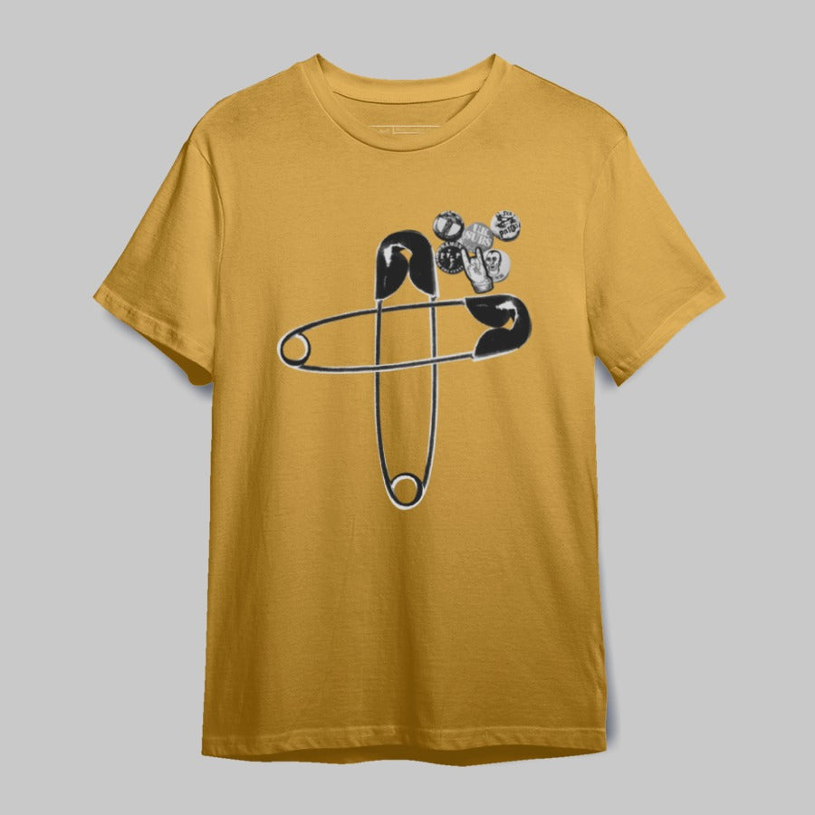 Abstract Safety Pin Graphic T-Shirt Design