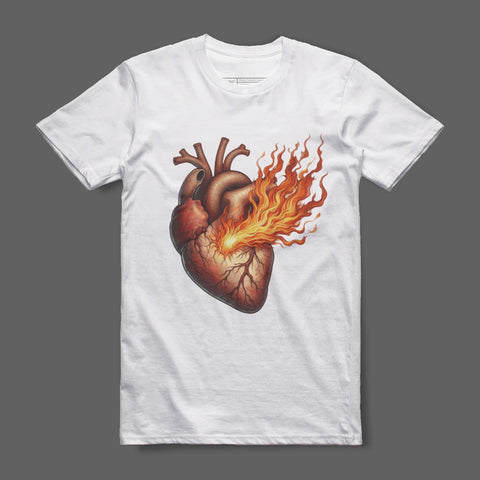Flaming Heart Artistic Graphic Design Shirt