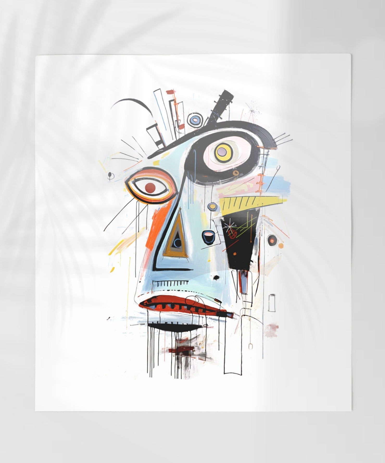 Abstract Face Art with Geometric Elements Wall Poster
