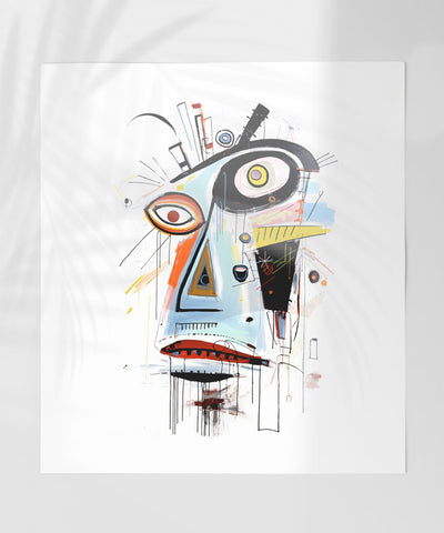 Abstract Face Art with Geometric Elements Wall Poster