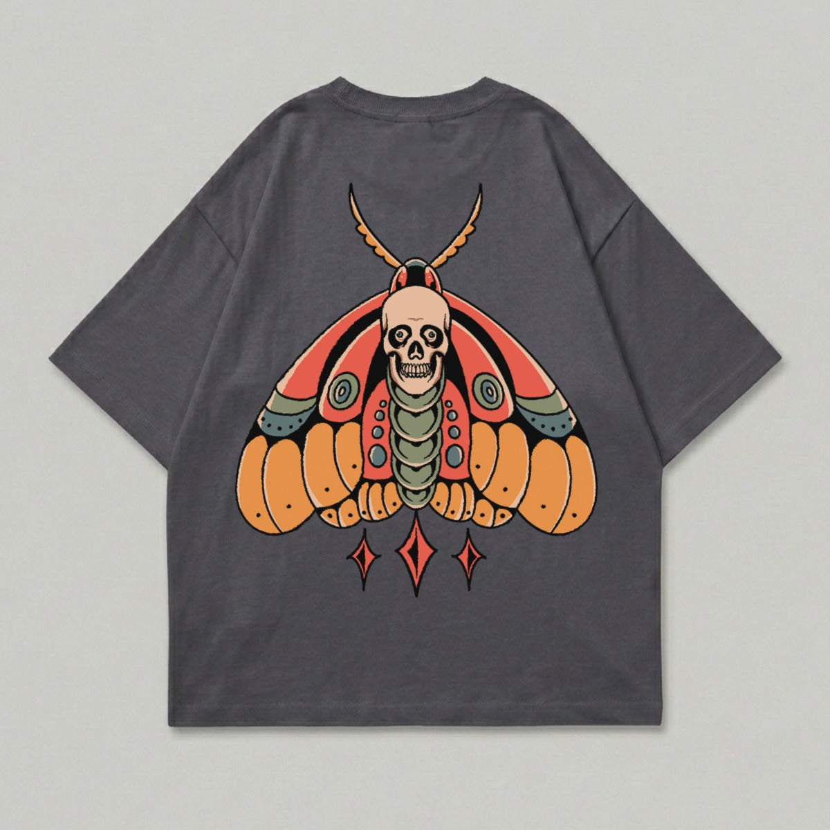 Colorful Skull Moth Wing Design Shirt Dark Gray product type