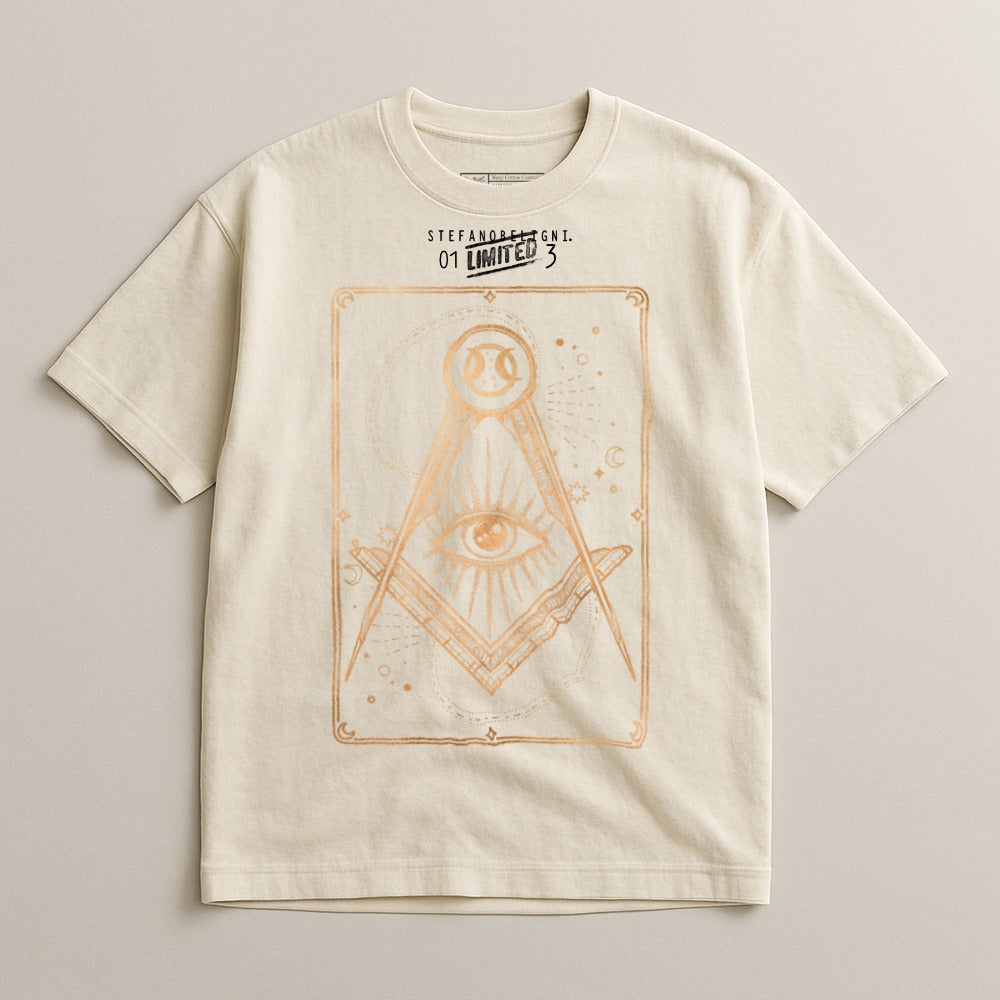 Graphic T-Shirt with Eye and Geometric Design