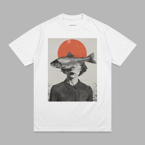 Fish Face Woman Red Sun Surreal Artistic product type