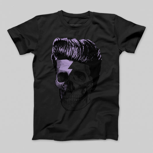 Skull with Lightning Bolt Hair Graphic T-Shirt