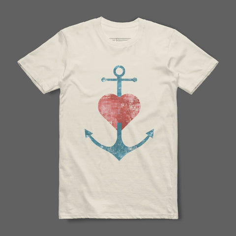 Vintage Anchor and Heart Design T-shirt