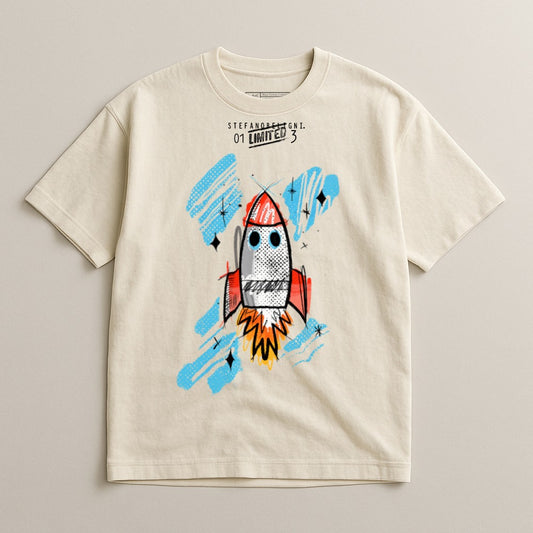 Rocket Launch Graphic Art Printed T-shirt