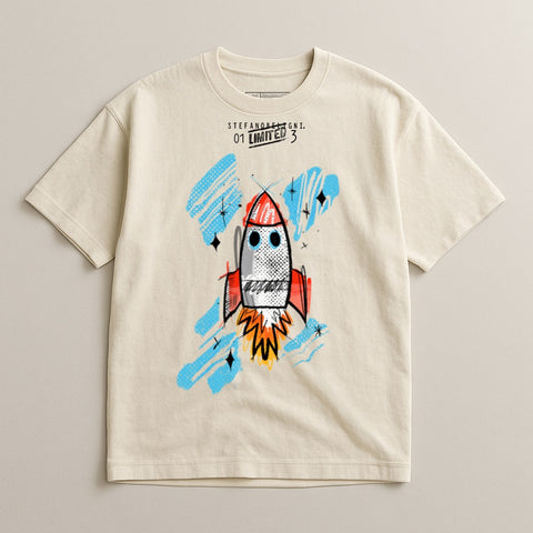 Rocket Launch Graphic Art Printed T-shirt