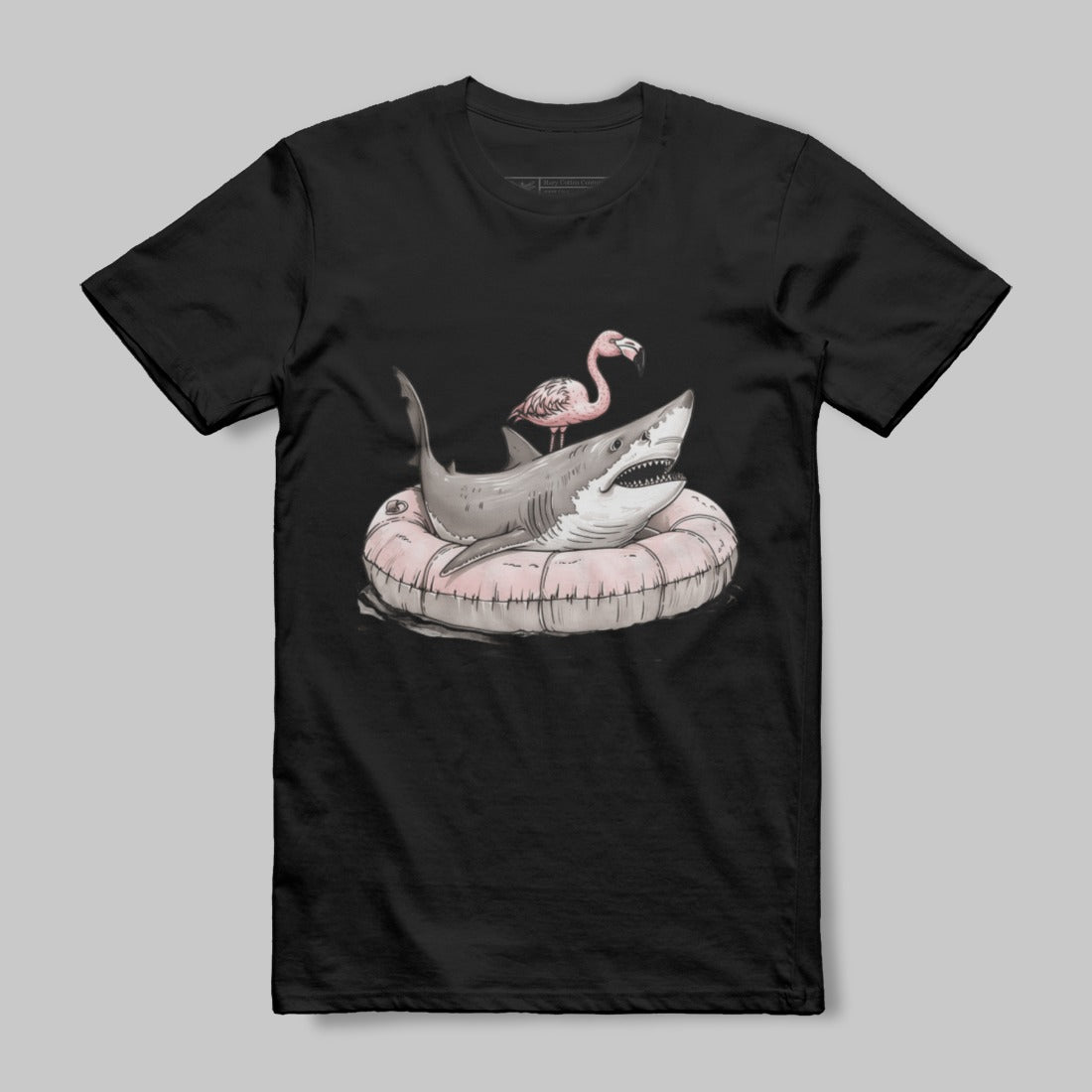 Cool Shark and Flamingo Graphic Tee Shirt