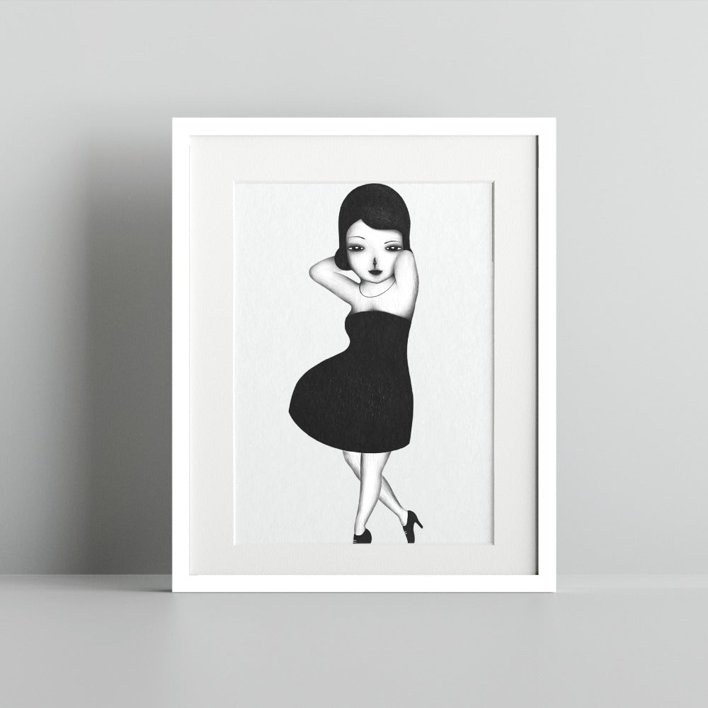 Unique Black Dress Artwork Displaying Elegant Woman