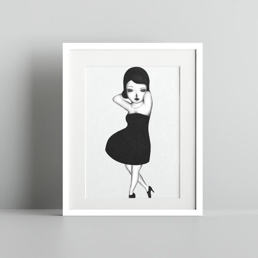 Unique Black Dress Artwork Displaying Elegant Woman