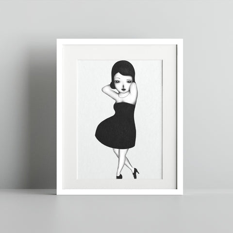 Unique Black Dress Artwork Displaying Elegant Woman