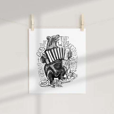 The Wickedest Accordion Playing Bear Art Print