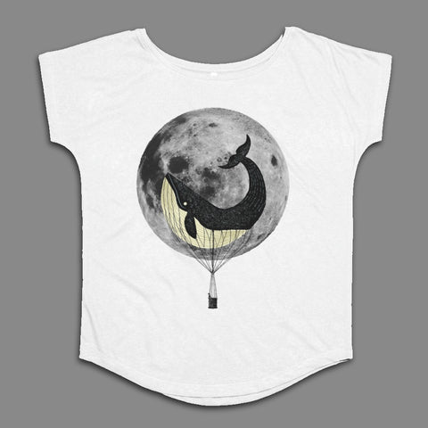 Moon and Whale Illustration Short Sleeve T-Shirt