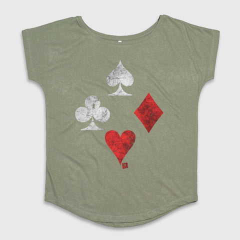 Playing Card Suits Distressed Design T-Shirt