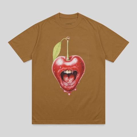 Brown Red Dripping Cherry Mouth T-shirt product type