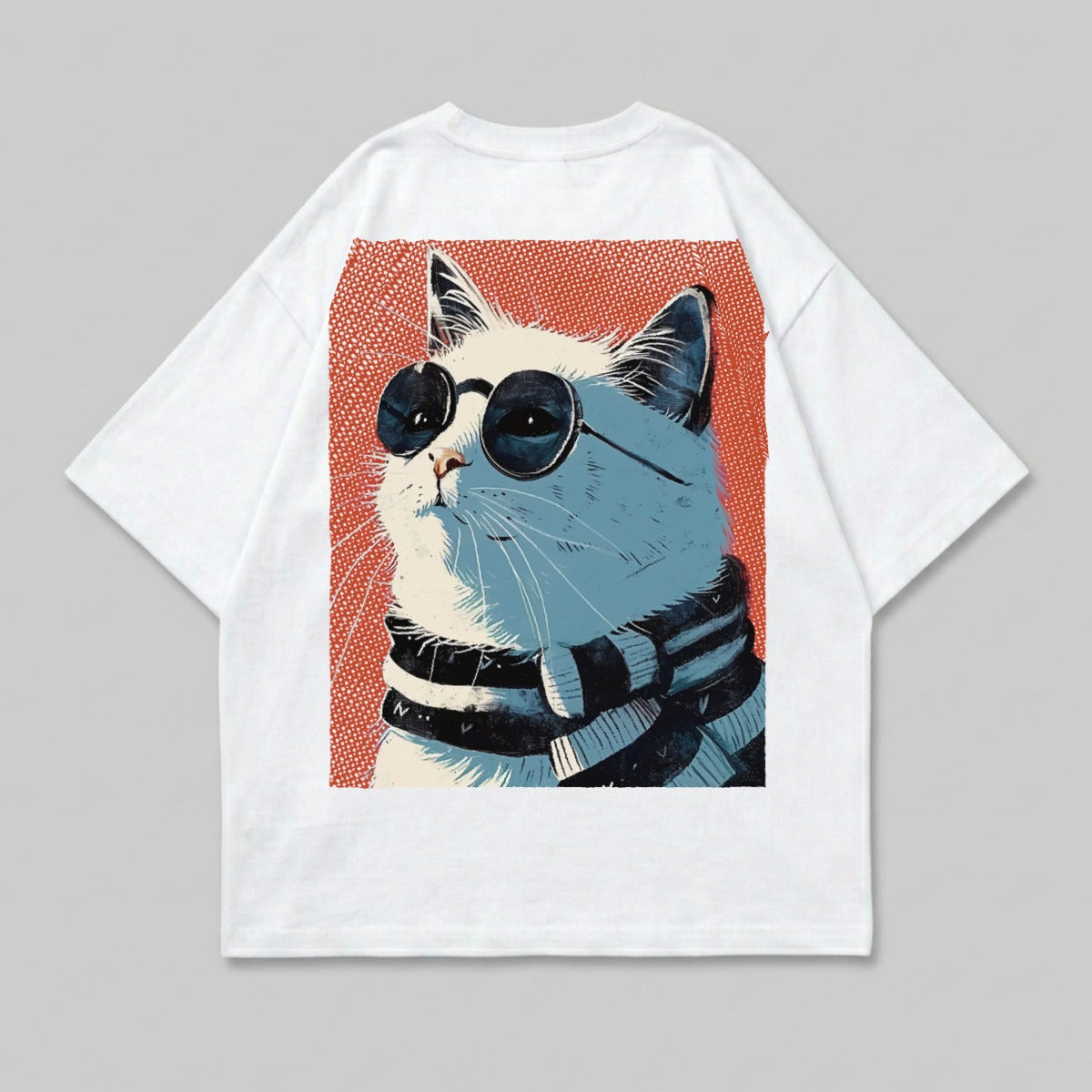 Cool Cat Sunglasses Pop Art Graphic product type
cat, sunglasses, cool cat, animal print, graphic tee, pop art, retro style, feline, scarf cat, pet fashion, unique design, streetwear, artistic cat, cartoon cat, white cat, blue cat, red background, trendy cat, funny cat, quirky design