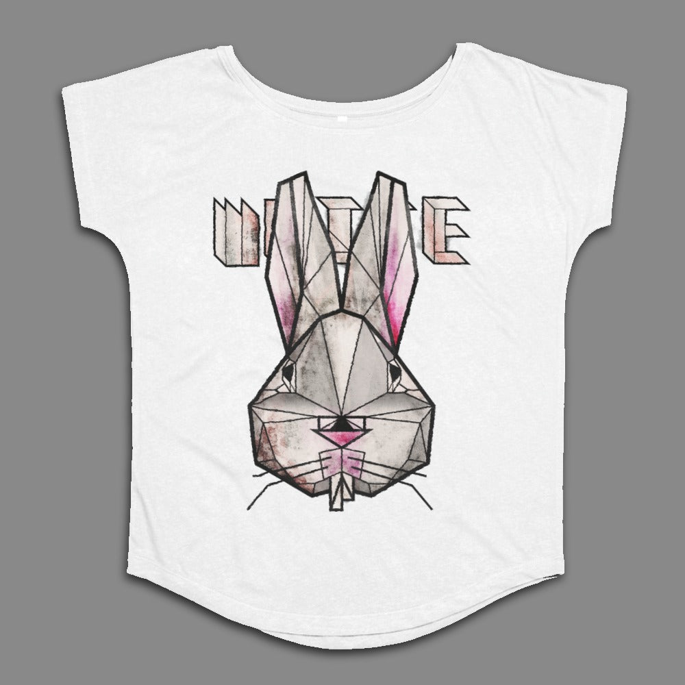 Geometric Bunny Design Short Sleeve T-Shirt for Women